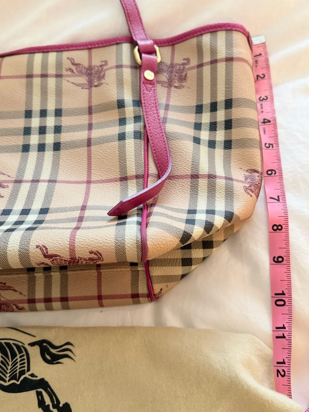 Burberry Haymarket check small Canterbury tote- hot pink- excellent condition