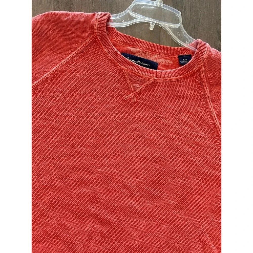 Tommy Bahama Mens Size L Long Sleeve Pullover V Neck 100% Cotton Knit Sweater