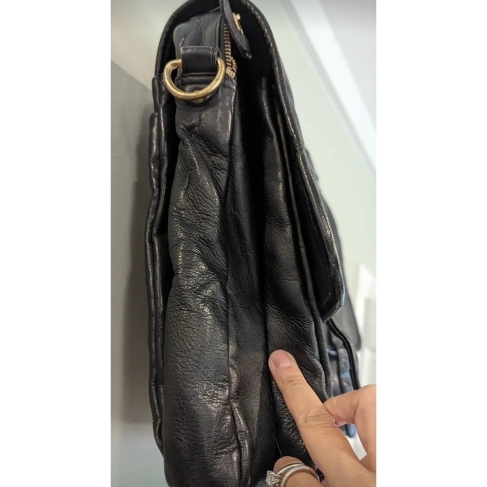 Frye flap black satchel