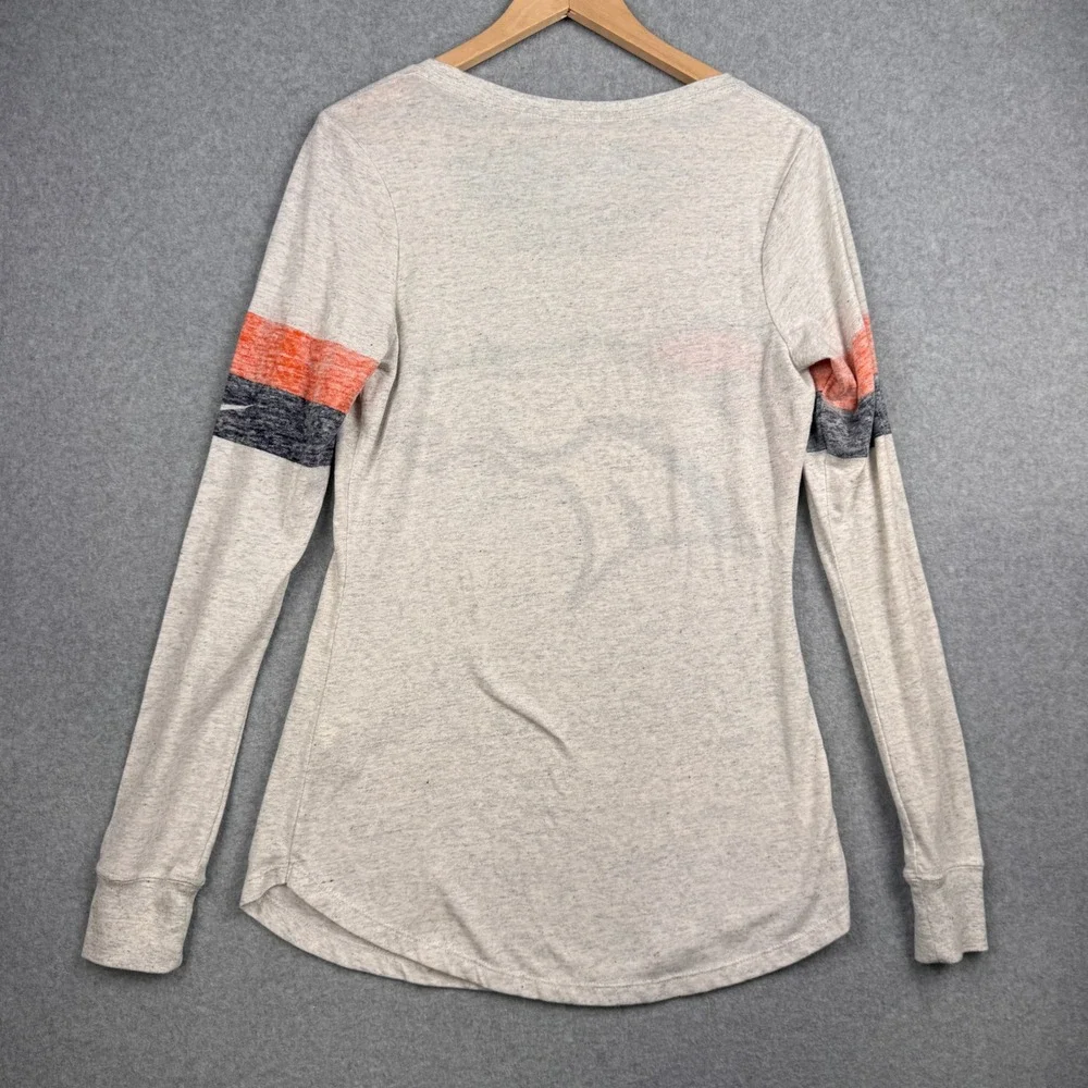 Denver Broncos Top Womens Large Gray NFL Nike Long Sleeve Tee Logo Football
