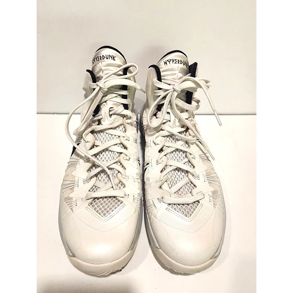 Nike HyperDunk 584433-100 White Black Metallic Silver Basketball  Shoes Size 10