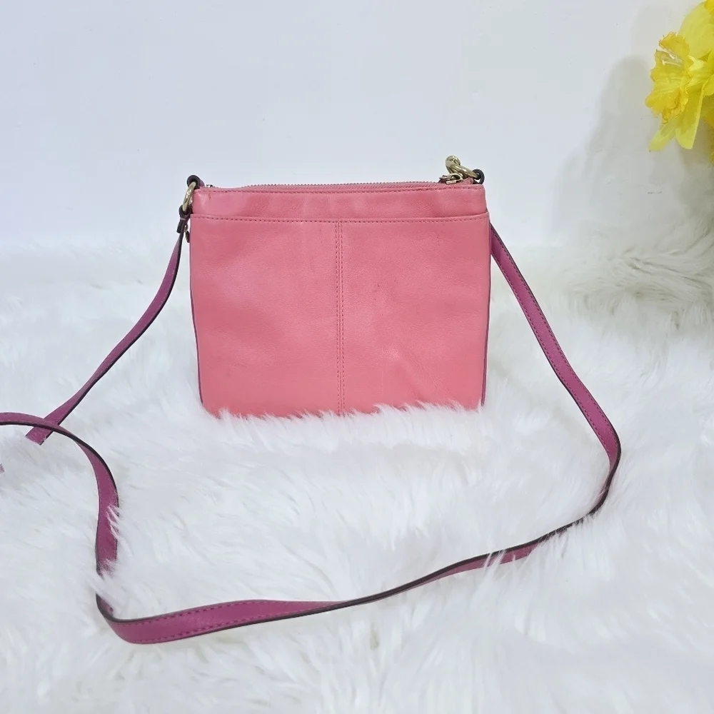 Coach Bonnie Pink LeatherMulti Zip Crossbody Bag