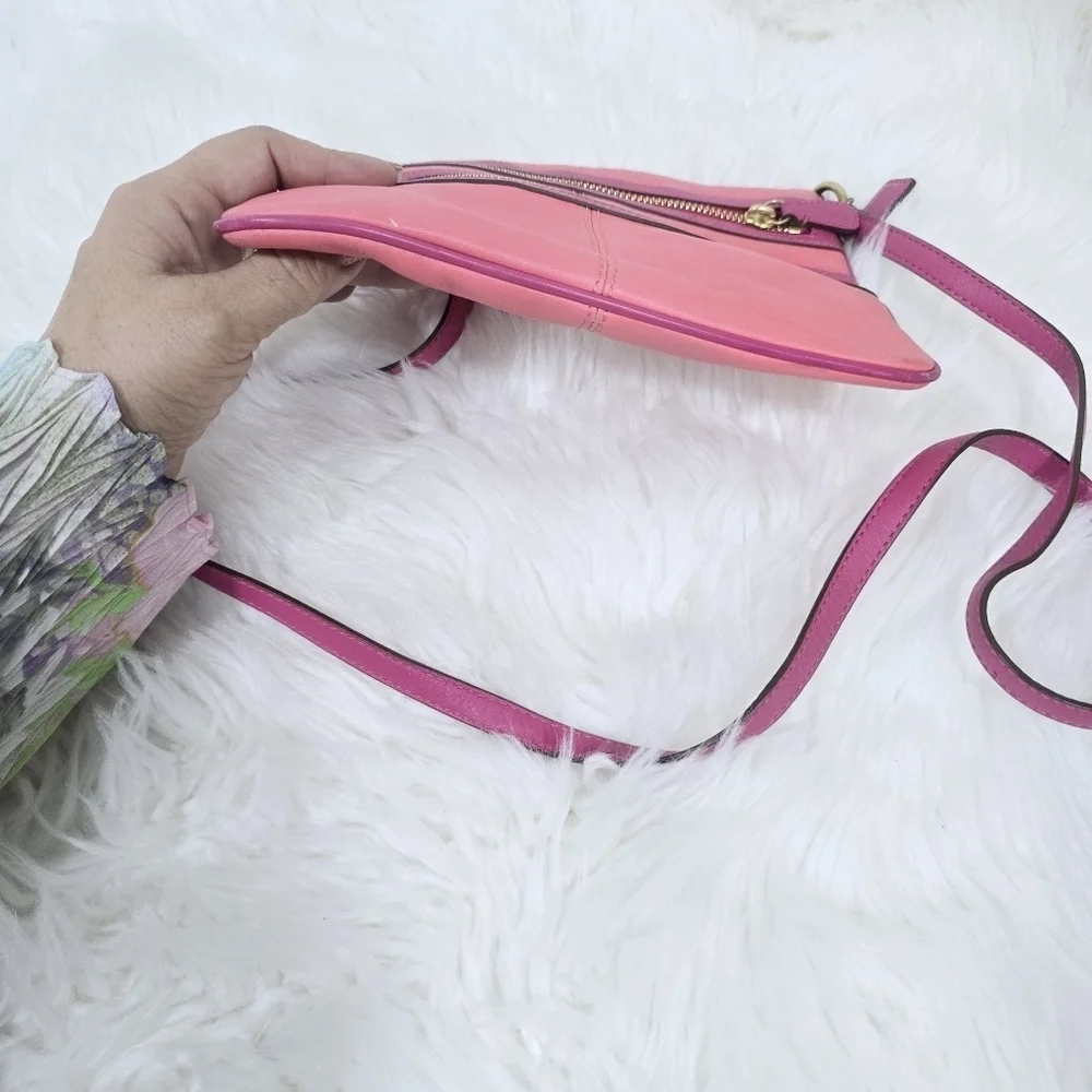 Coach Bonnie Pink LeatherMulti Zip Crossbody Bag