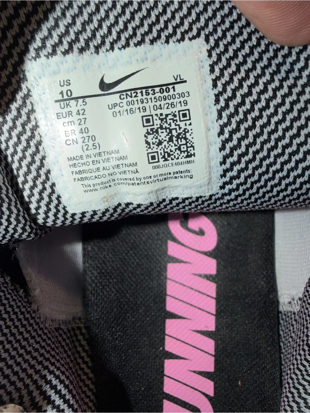 Nike Women’s Running Shoes - Black with Pink Swoosh and Gray Knit