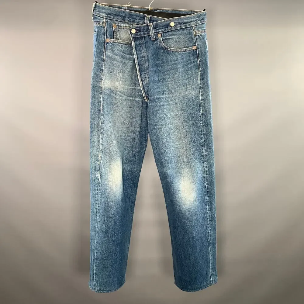 R13 Size 30 Blue Wash Cotton Button Fly Jeans