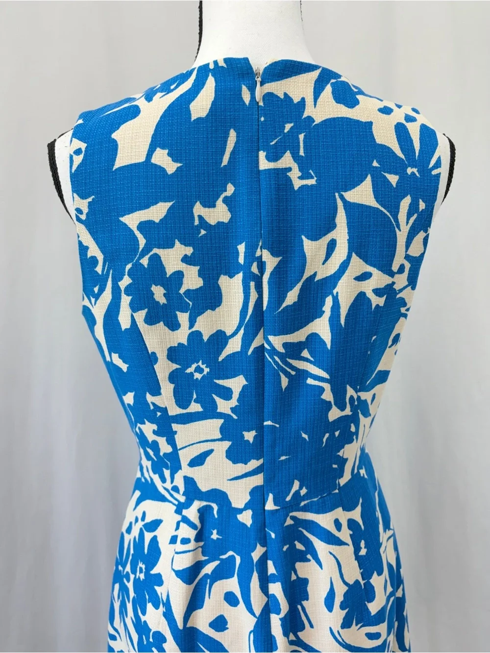 J. Crew Blue Ivory Floral Print Sleeveless Cotton Shift Dress Wedding Guest Sz 6