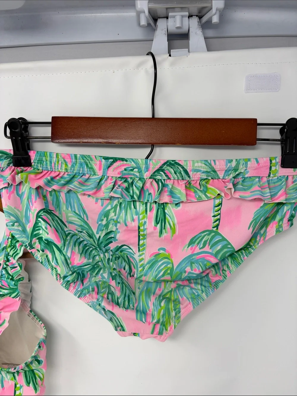 Lilly Pulitzer Girl’s Pink Palm Print Ruffle Bikini Set Size 14