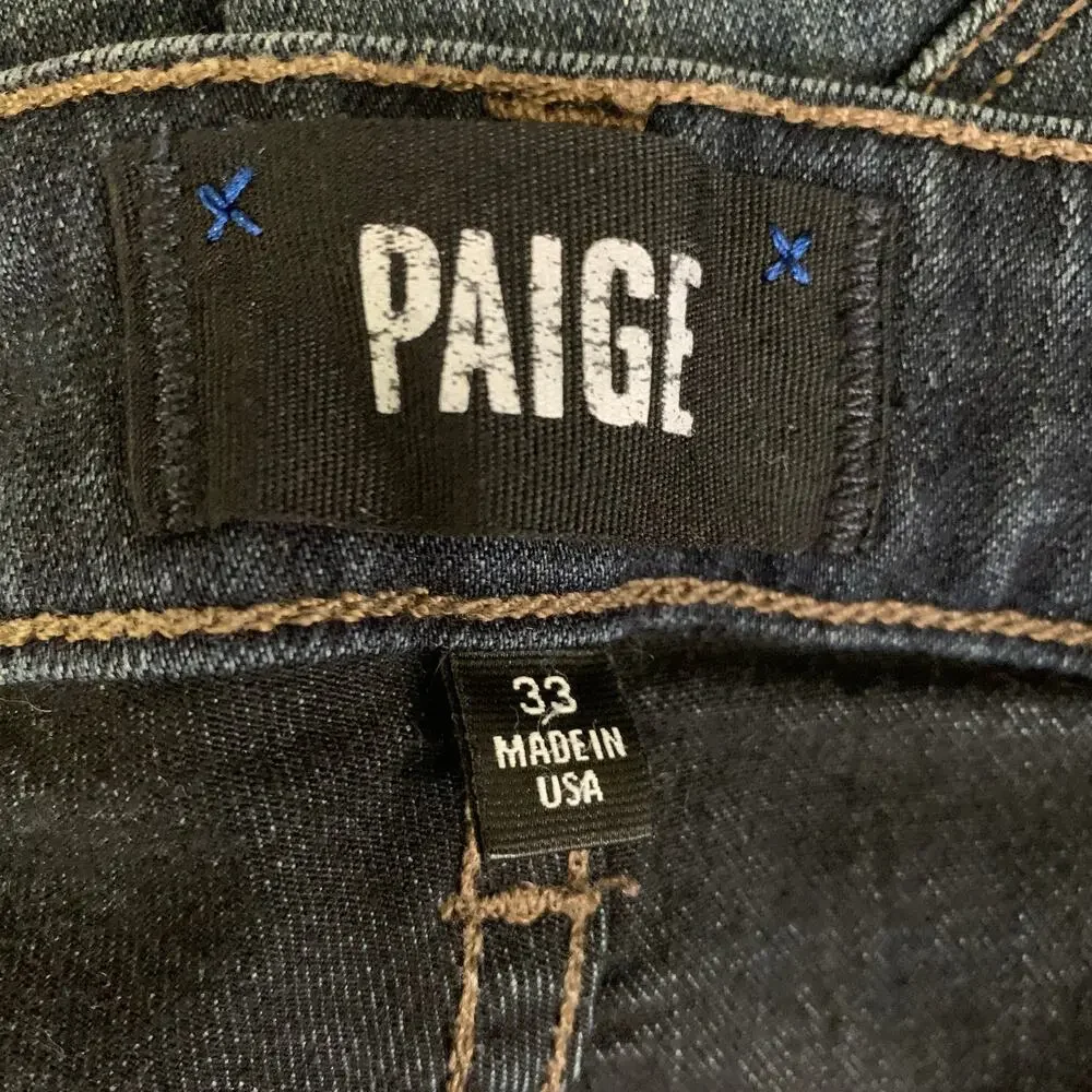 PAIGE Size 32 Blue Indigo Contrast Stitch Denim Low Rise Jeans