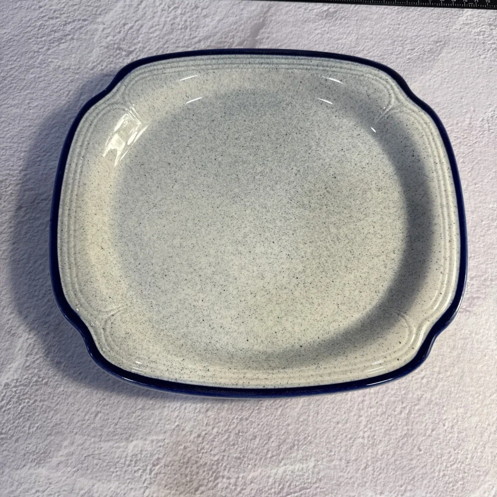 Syracuse China Brighton Bay Cobalt Blue Speckled Platters Set of 2 USA Stoneware