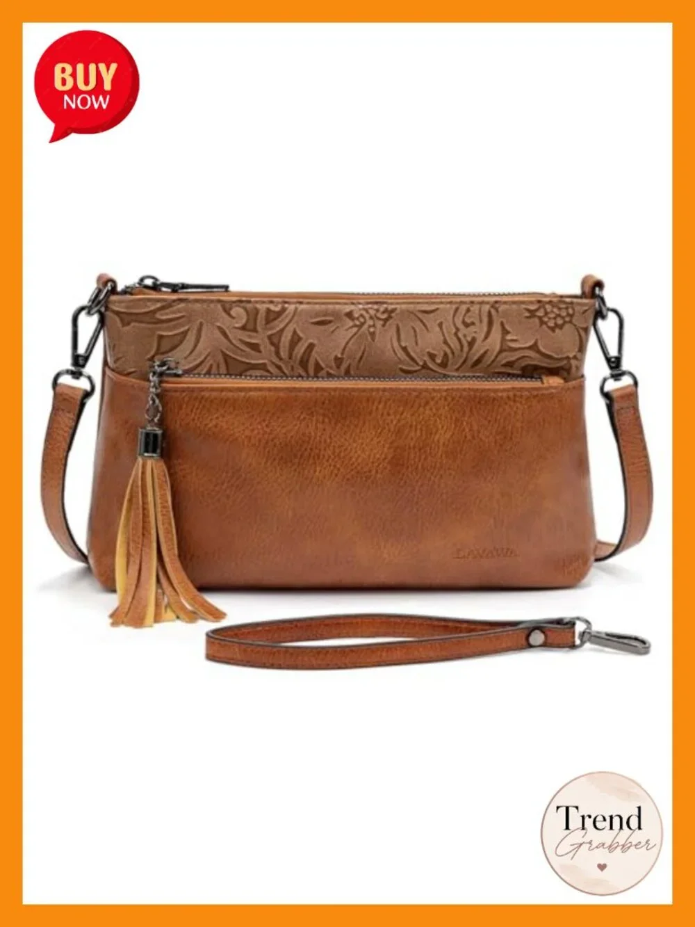 Vintage Western Crossbody Handbag Small Vegan Leather Clutch Wristlet