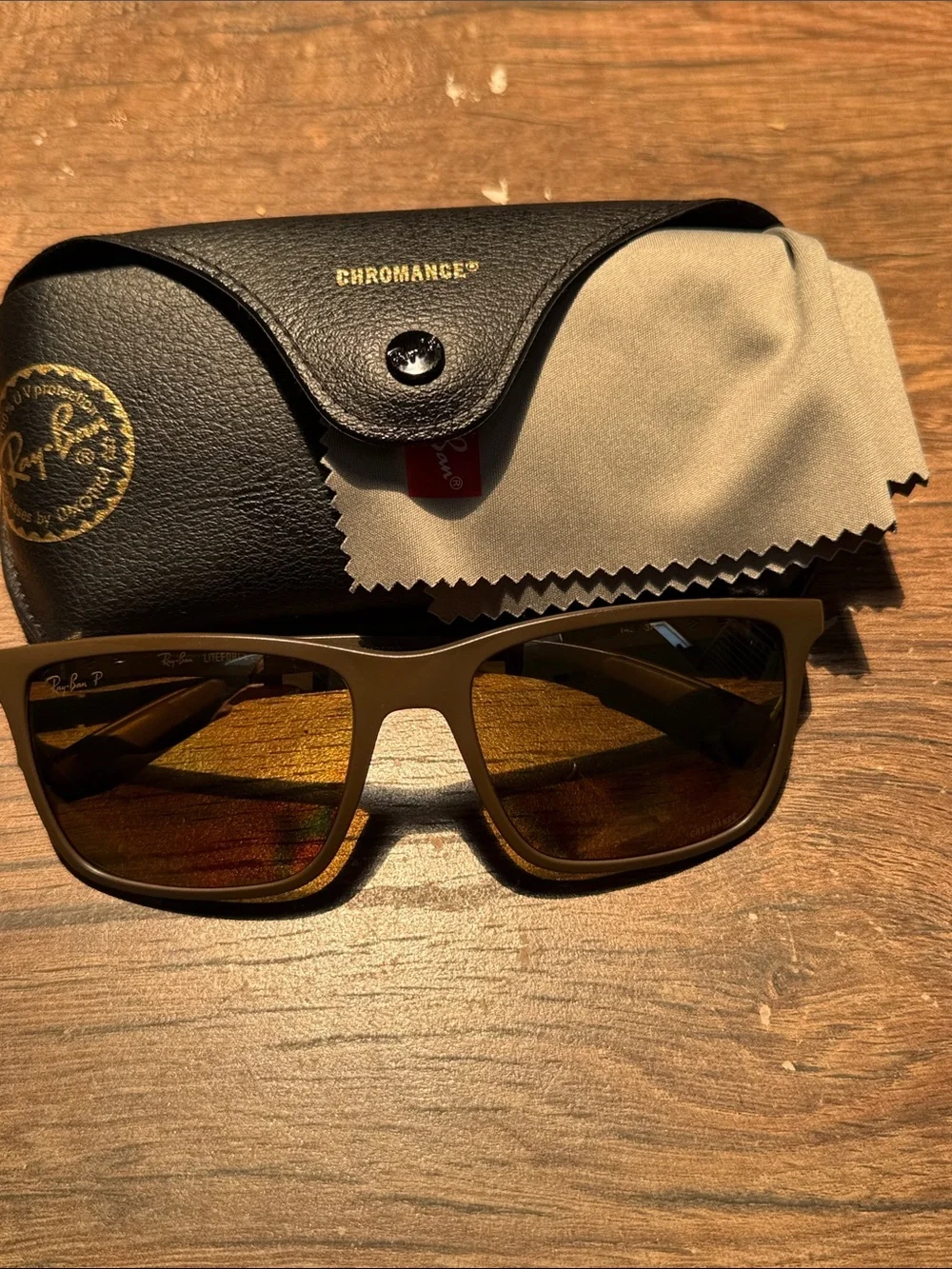Ray-Ban Chromance brown Matte Frame Sunglasses with Brown Lenses