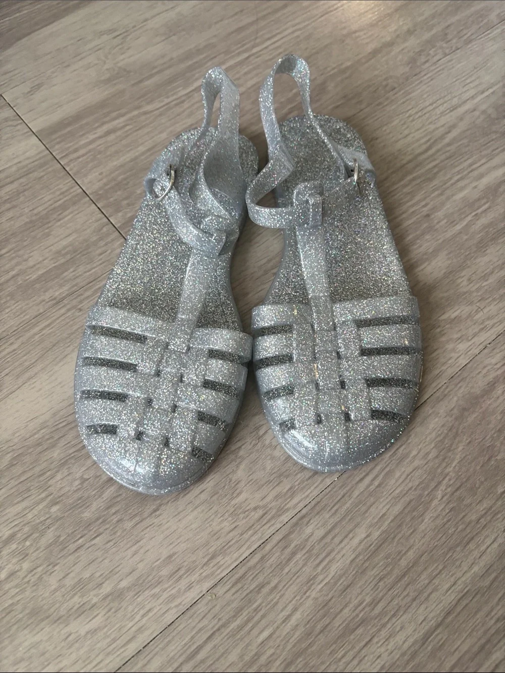 Old Navy Silver Glitter Jelly Sandals for Kids