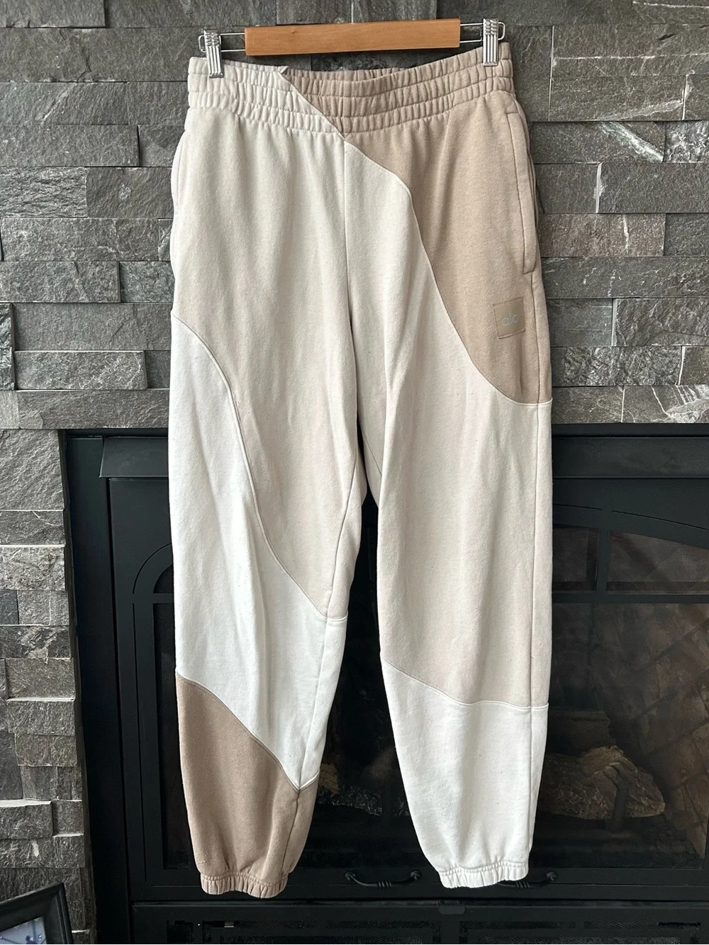 Alo Yoga “Make Waves” Sweatpants in Ivory/Bone/Gravel Colorway