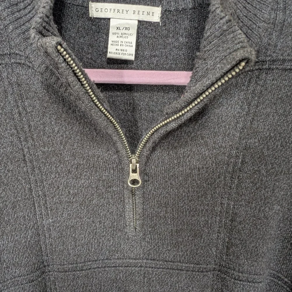 Geoffrey Beene Pullover Dark Gray Quarter-Zip Size XL