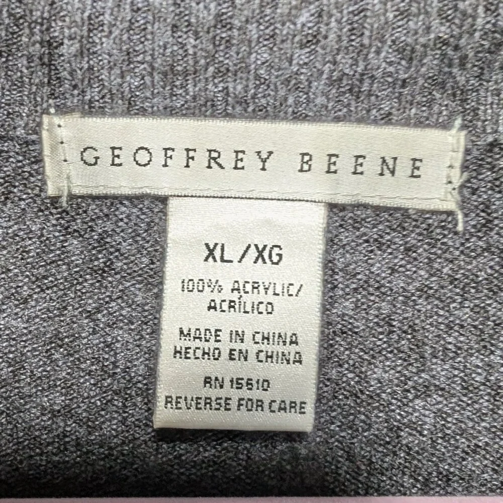 Geoffrey Beene Pullover Dark Gray Quarter-Zip Size XL