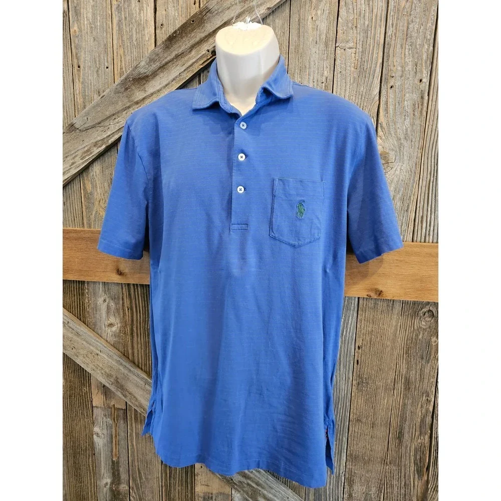 Polo Golf stretch lisle size small S blue made in Peru short sleeve