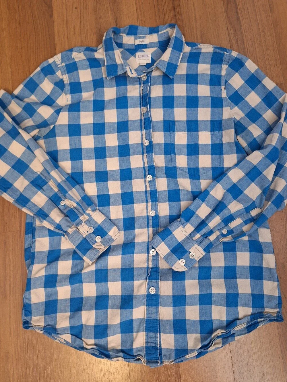 J Crew Button Down Long sleeve Shirt, Boy Fit, Plaid, Gingham