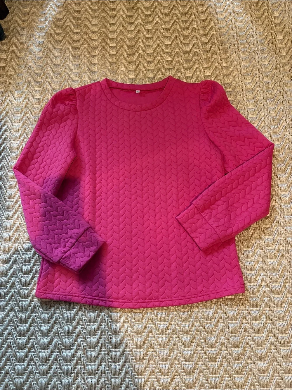 Women’s Fuchsia Quilted Long-Sleeve Top