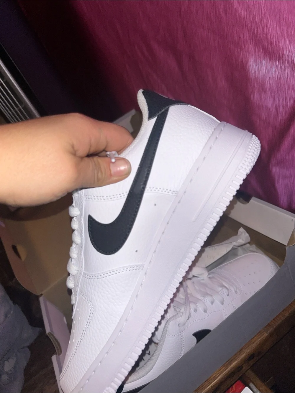 Nike White Leather Low-Top Sneakers with Black Swoosh