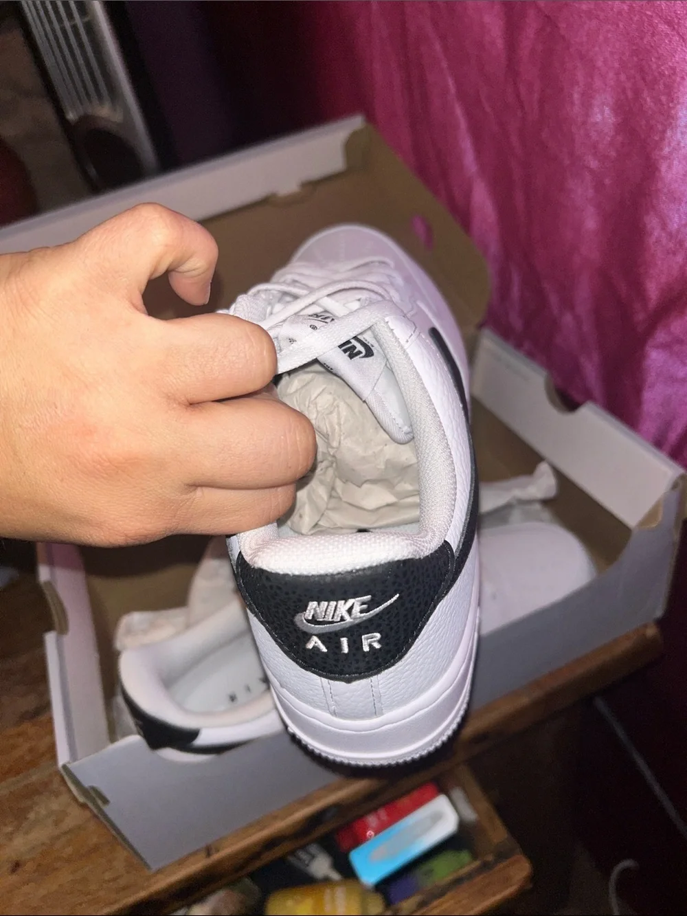 Nike White Leather Low-Top Sneakers with Black Swoosh