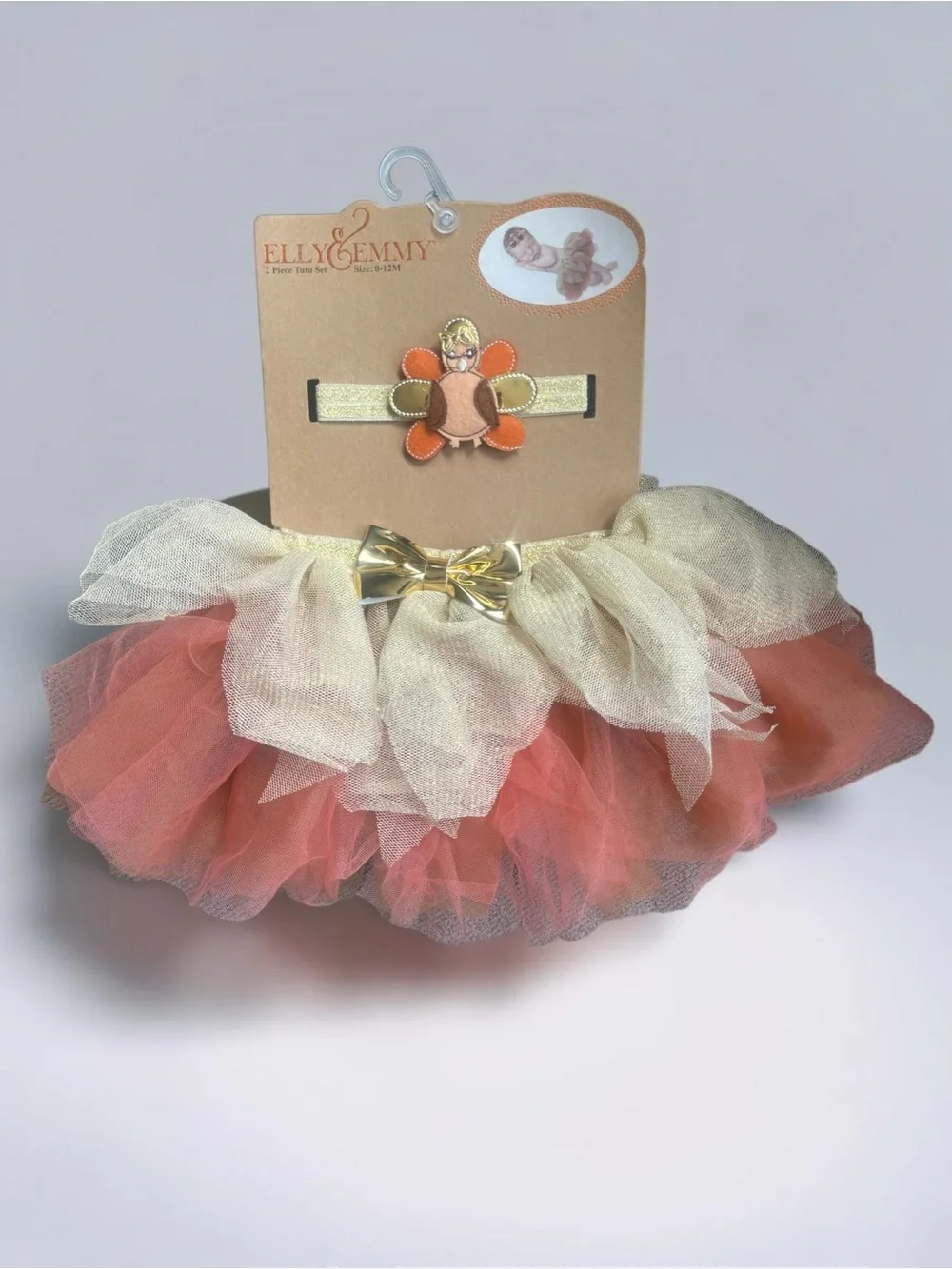 Elly & Emmy 2-piece Tutu Set Fall, Autumn, Thanksgiving Turkey Baby Photos 0-12M
