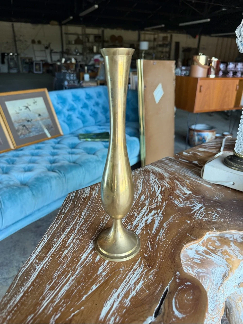 Brass Bud Vase — Elegant Tall Metal Vase in Gold