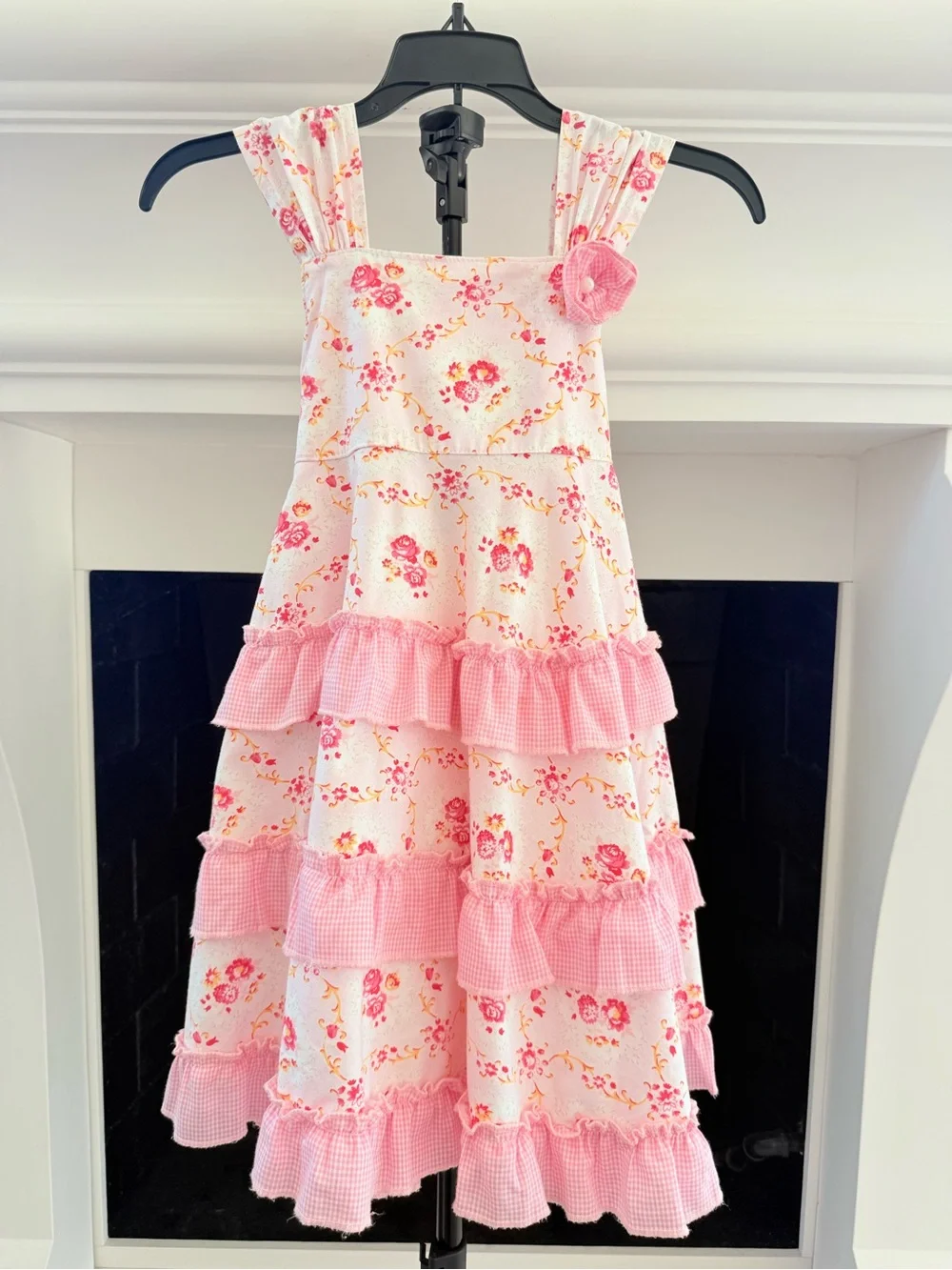 Pink Floral Ruffle Sundress for Kids