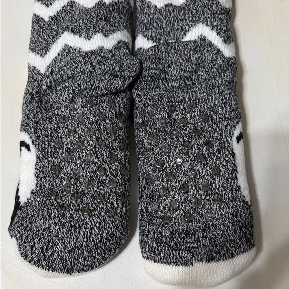 Cozy Fun Black, Gray and White fuzzy Dog Socks new without tags