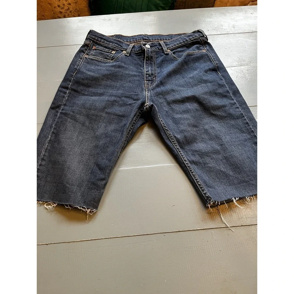 Levi's 511 Cutoff Denim Shorts‎ Men's W33 Dark Wash Raw Hem Casual Streetwear