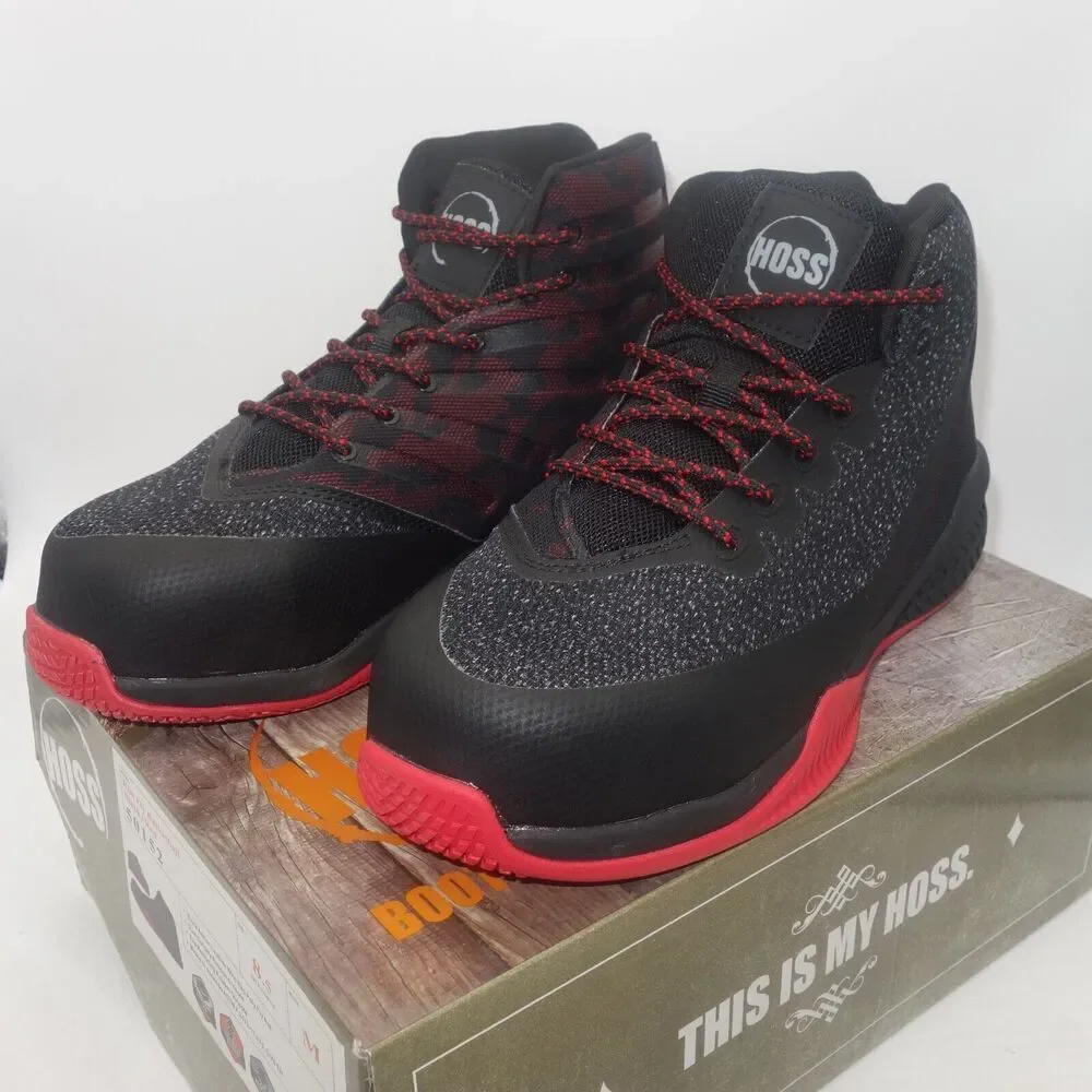 NEW Hoss Boots Rim Fly Black Red High Top Composite Toe Slip Resistant Men's 8.5