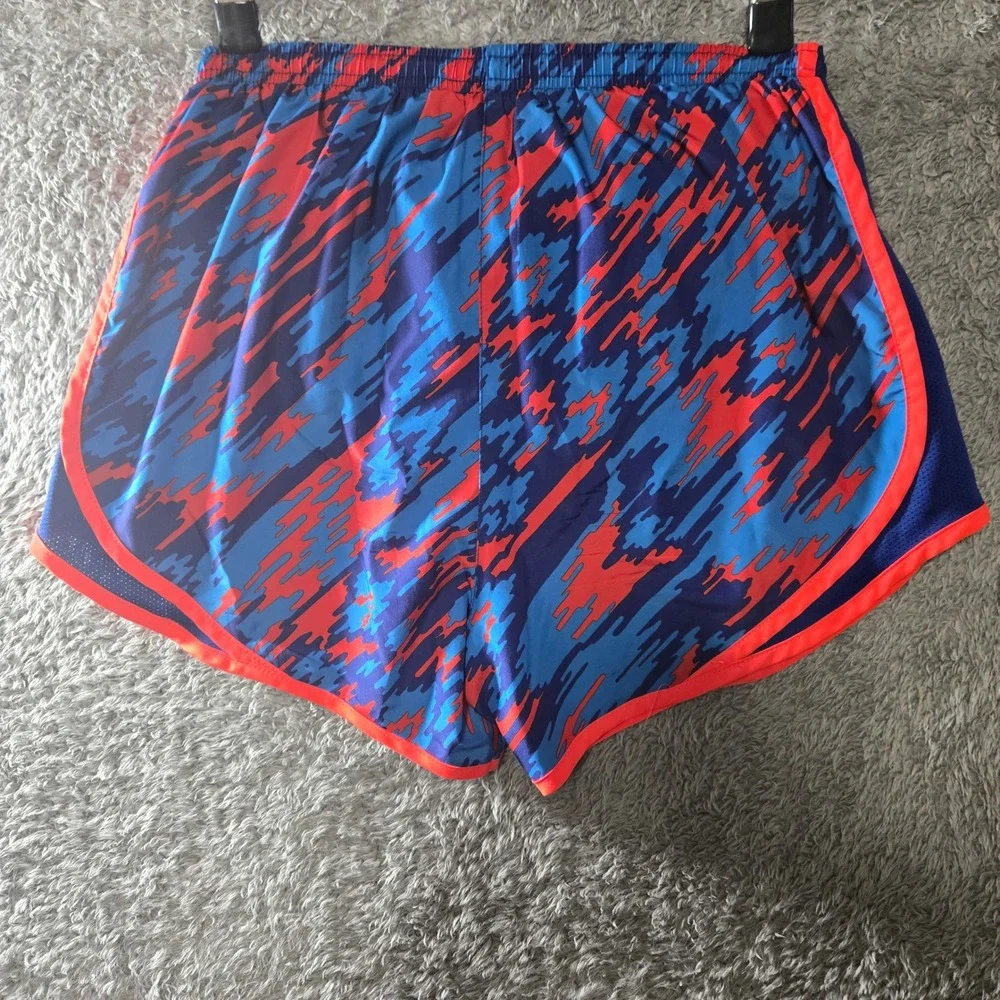 Nike Dri-FIT Running Shorts Womens XS Blue Orange Abstract Camo Athletic Gym