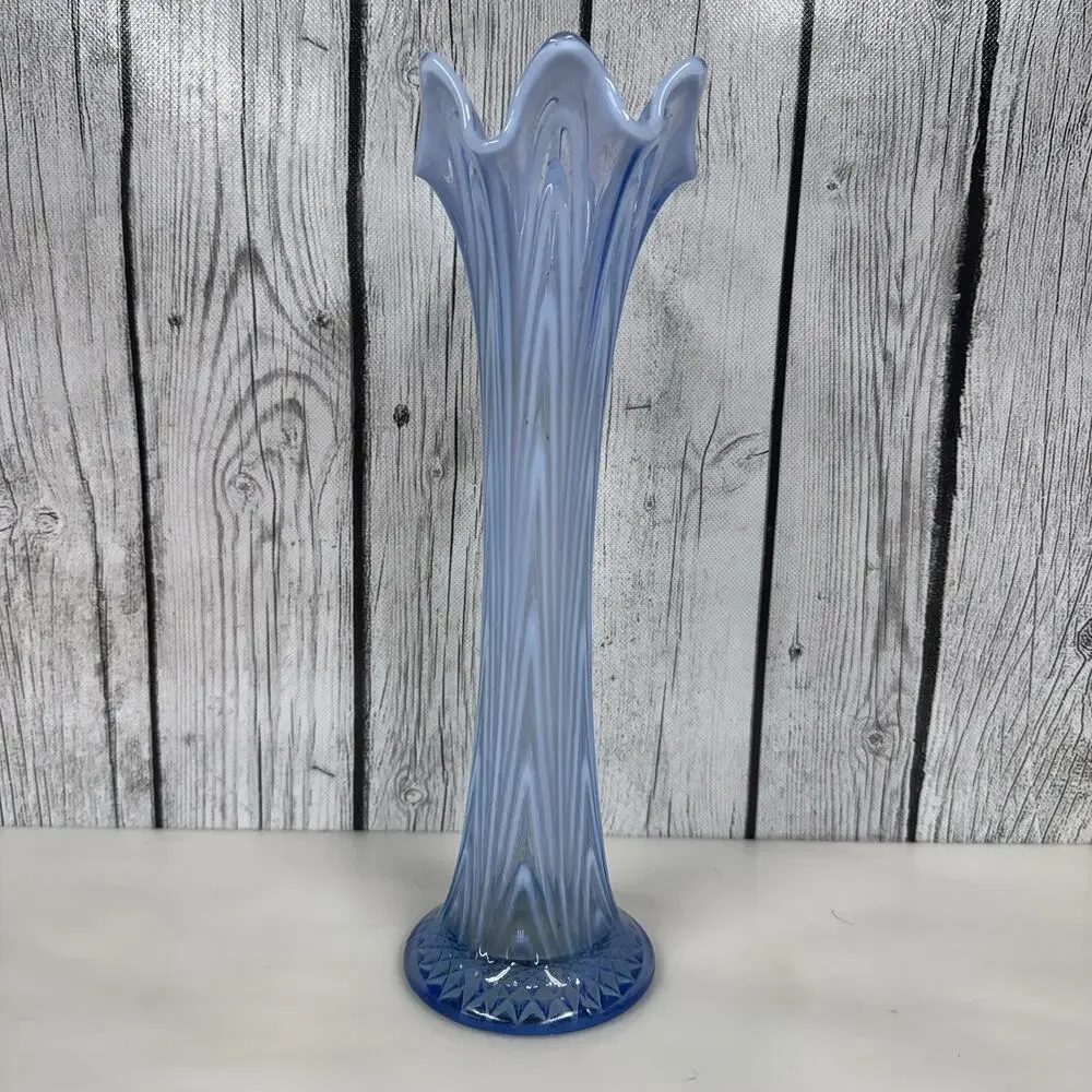 Fenton Boggy Bayou Swung Vase Light Blue Opalescent 11.5” Tall
