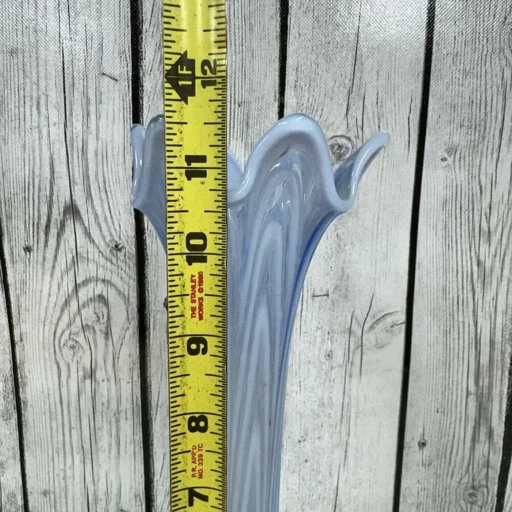 Fenton Boggy Bayou Swung Vase Light Blue Opalescent 11.5” Tall