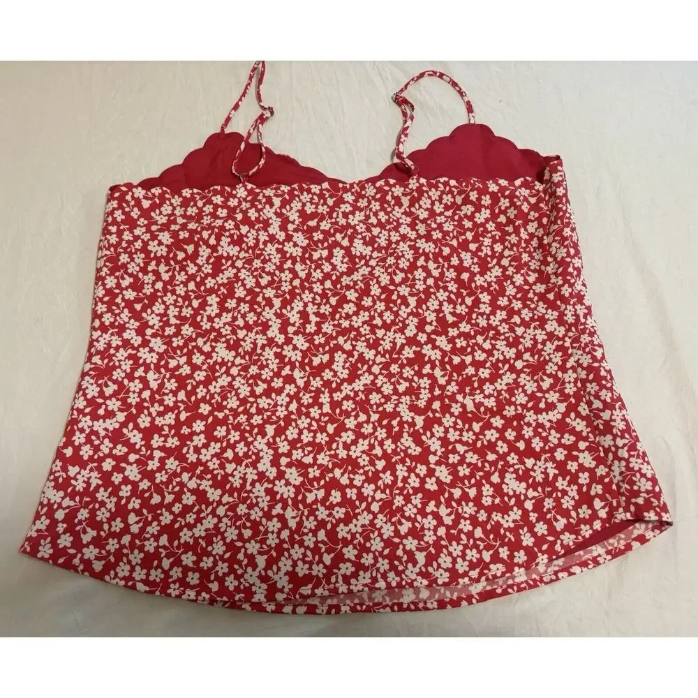 J.Crew Floral Print Scalloped Cami Tank Top Cottage Prairie Girly Women's Size 6