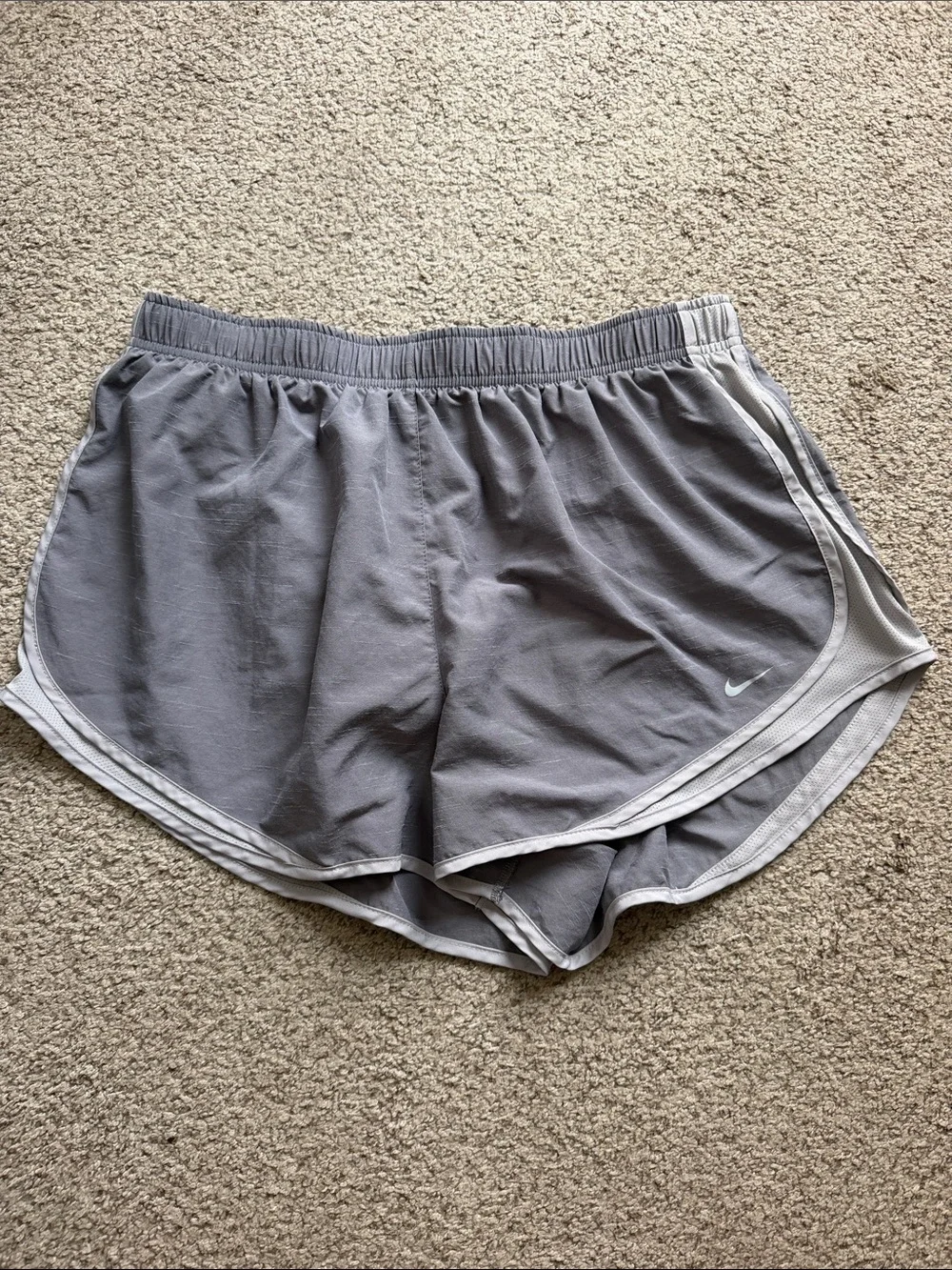 Nike Women's Gray Athletic Running Shorts with White Trim