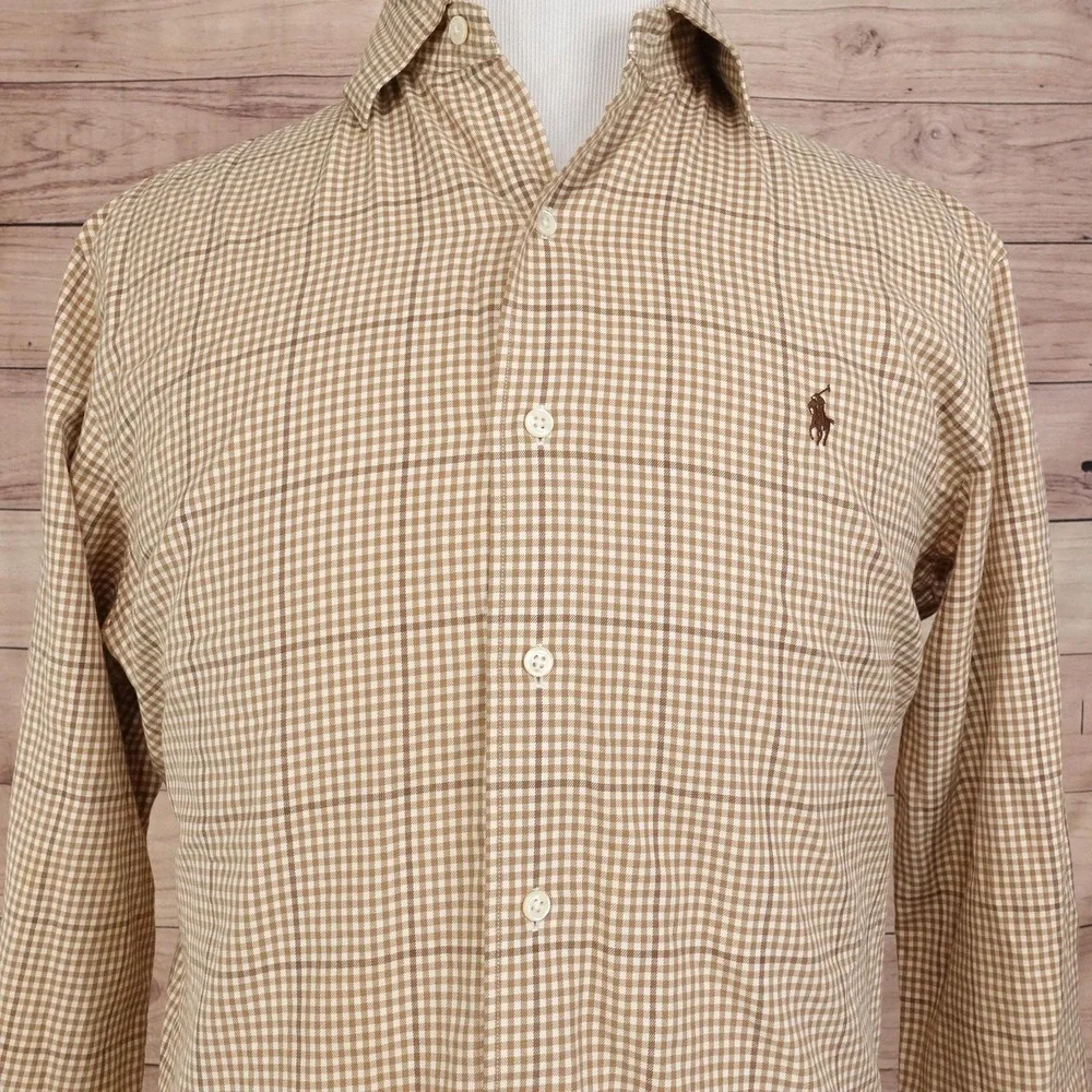 Polo Ralph Lauren Shirt Mens M Check Long Sleeve Button-Up Bradford Classic Fit