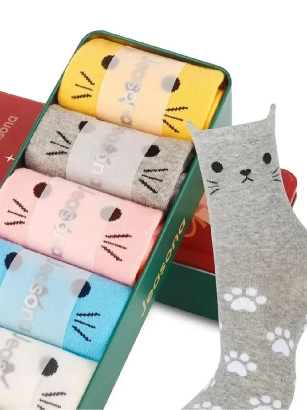 Cat Socks 5 Pairs Brand New in Tin for Gifting
