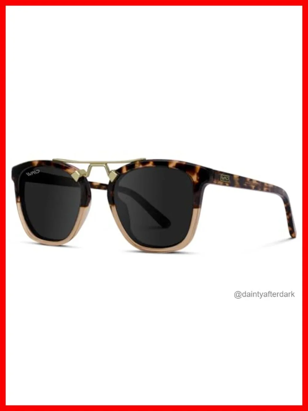 Oversized Square Polarized Sunglasses with Metal Double-Bar Bridge