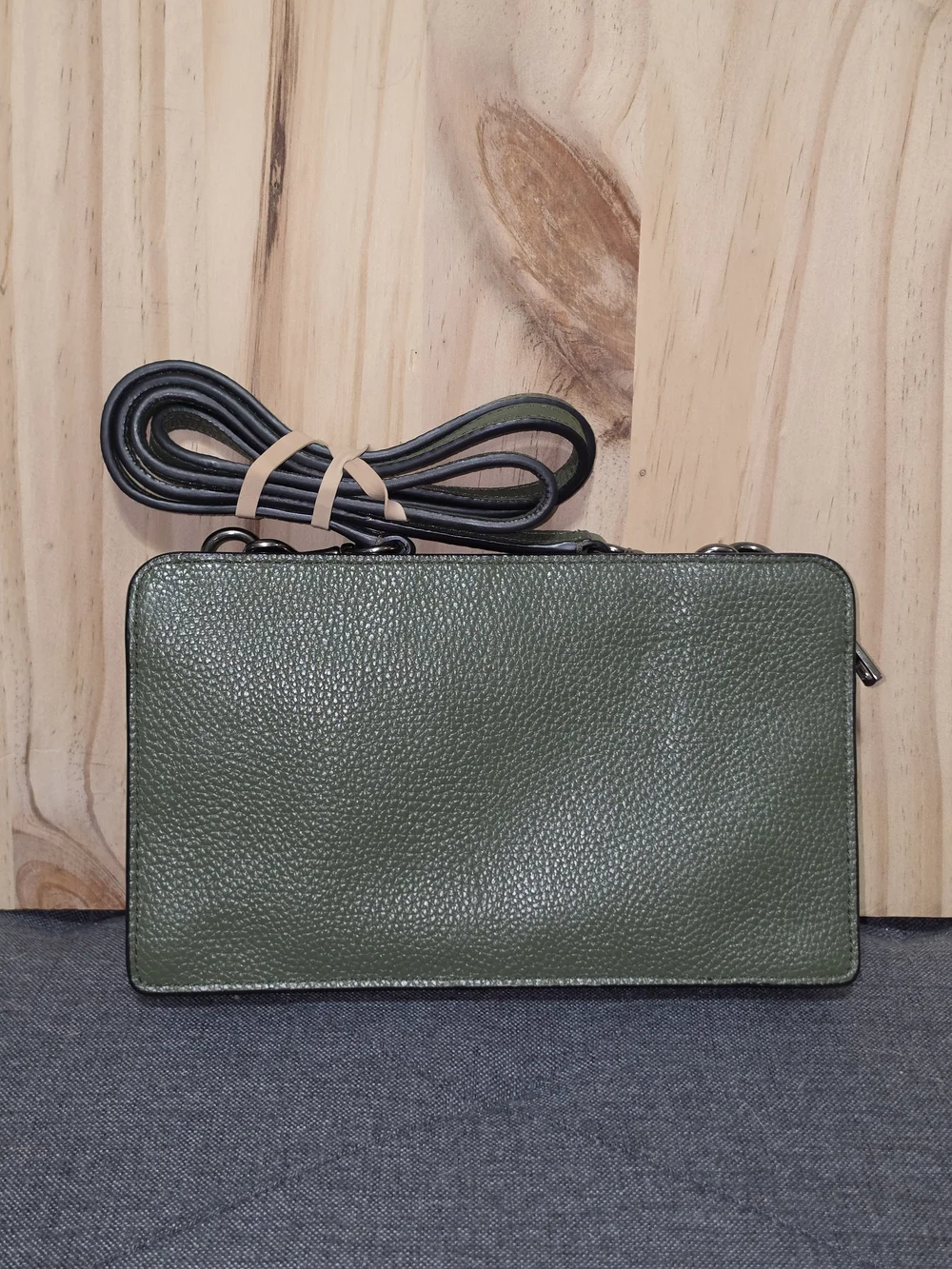Coach Olive Green Pebbled Leather Crossbody Bag