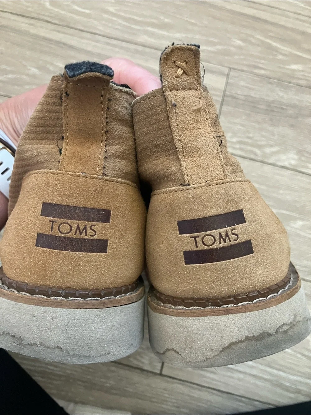 Toms Tan Suede Ankle Boots with Brown Logo