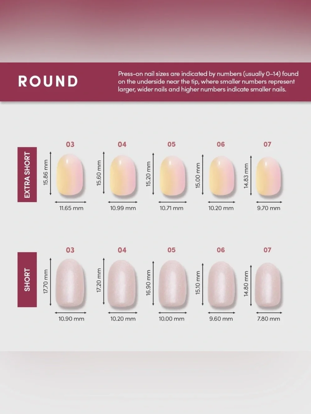 Glamnetic Short Round Berry Maroon Glue On Nails