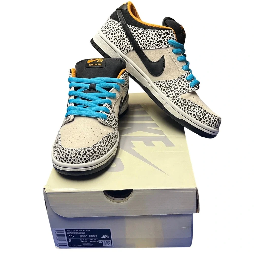 Nike SB Dunk Low Pro Electric Olympic Safari Mens 7.5 New Phantom Black Monarch