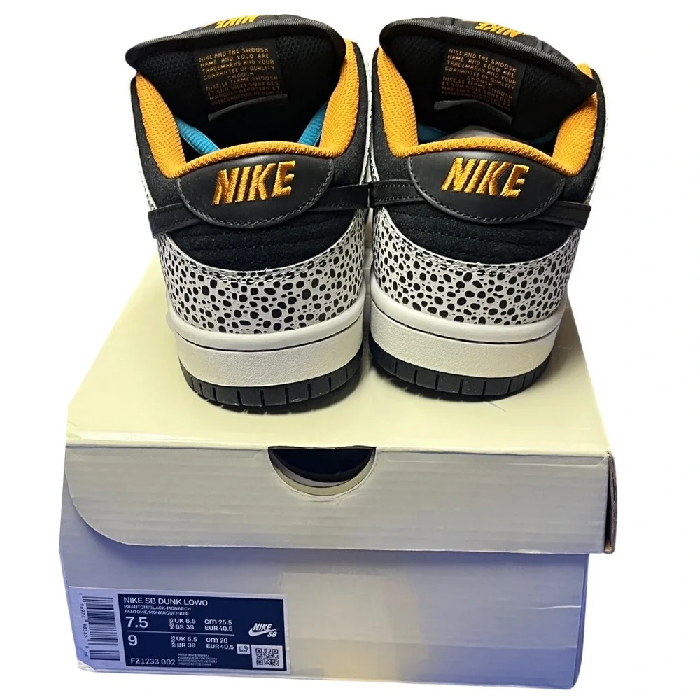 Nike SB Dunk Low Pro Electric Olympic Safari Mens 7.5 New Phantom Black Monarch
