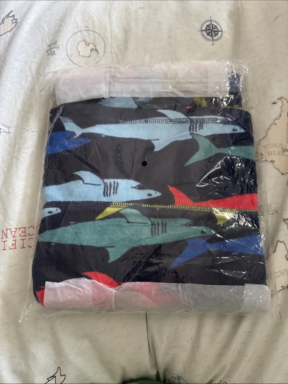 Boden Multicolor Shark Print Throw - Black, Blue, Teal, Red, Yellow