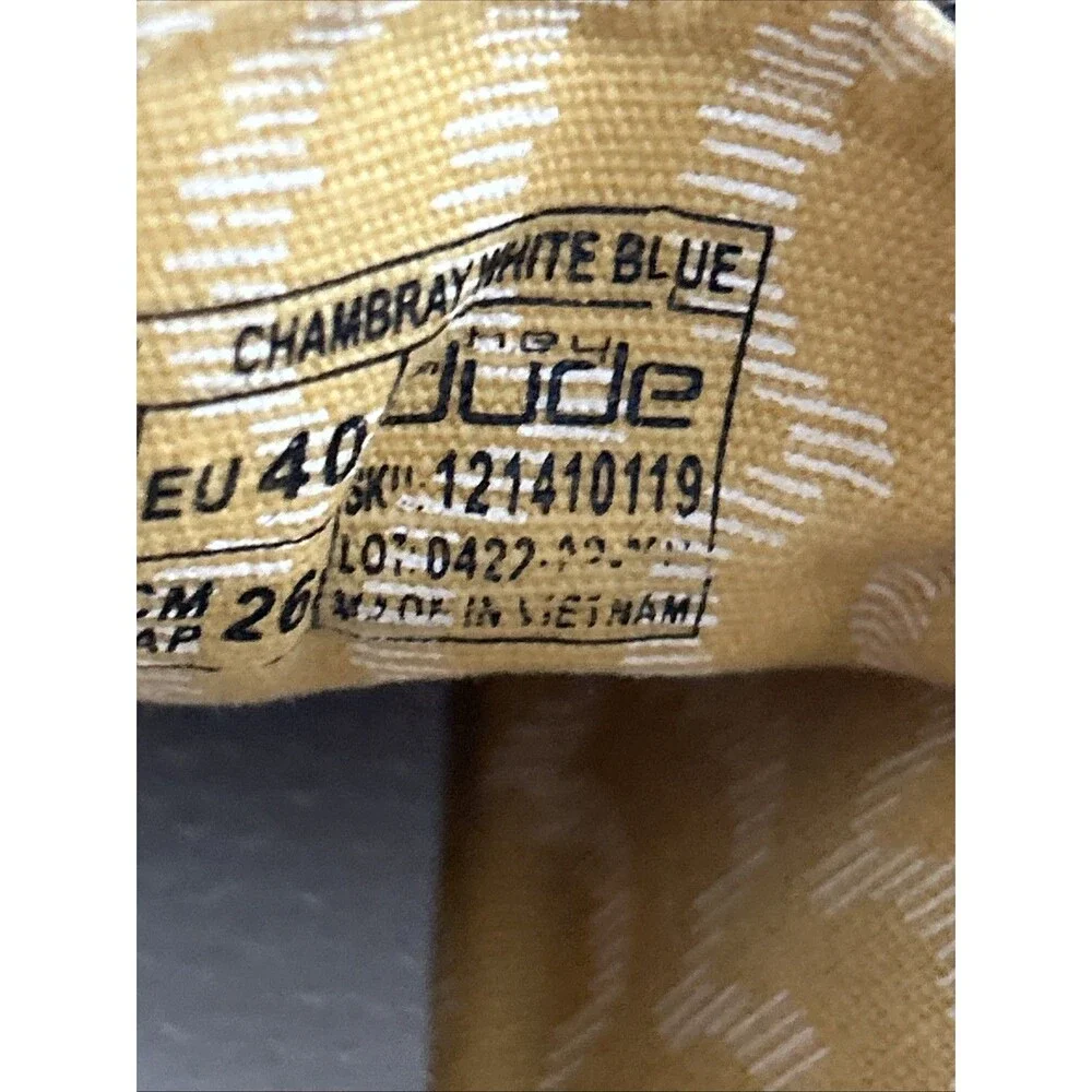 Hey Dude Wendy  Chambray White/Blue Size 9 Used No Box