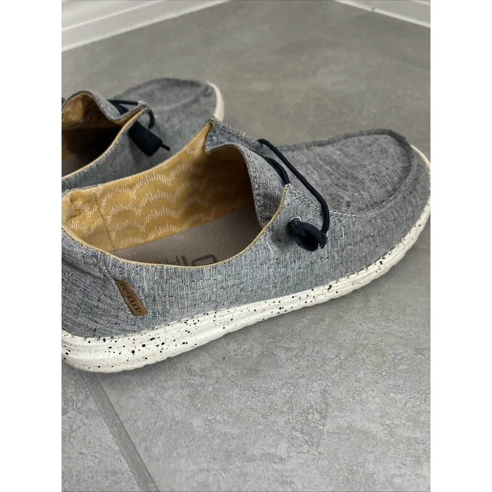 Hey Dude Wendy  Chambray White/Blue Size 9 Used No Box