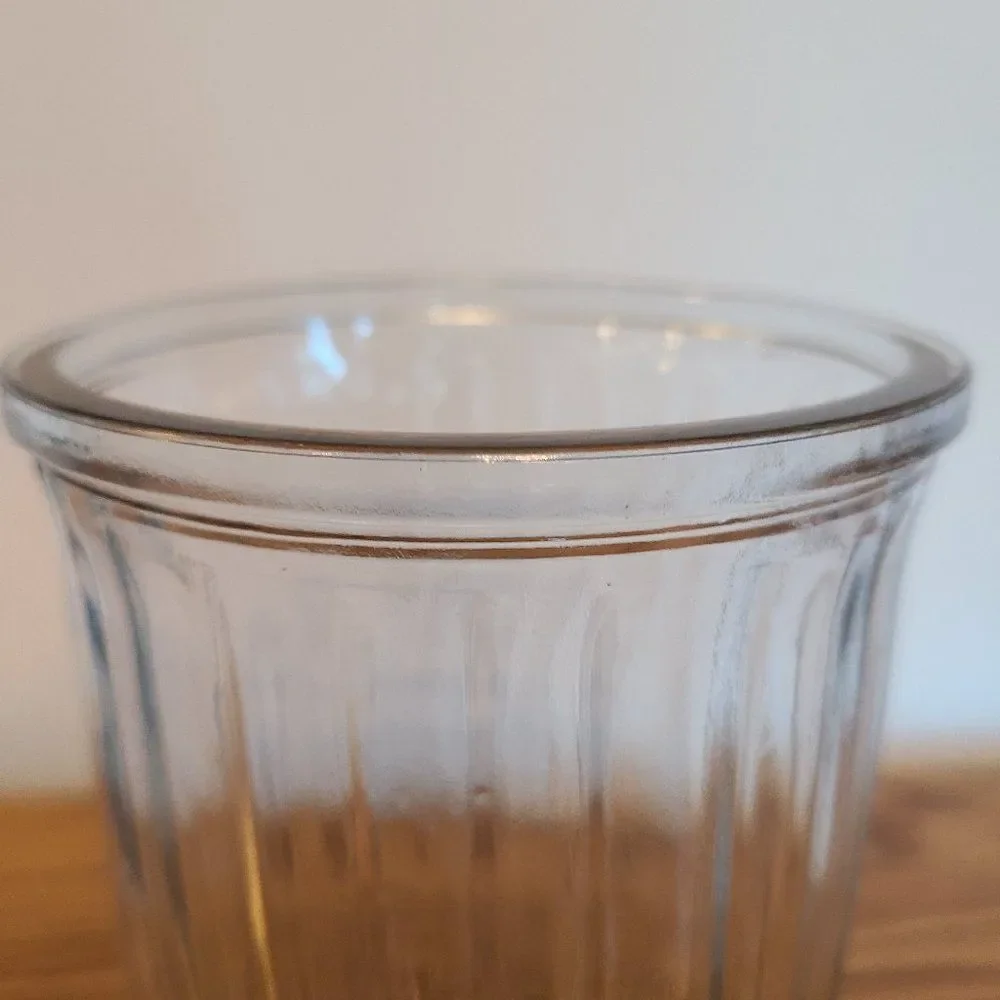 Hoosier Glass Tall Straight Clear Glass Vase Vintage Mid-Century