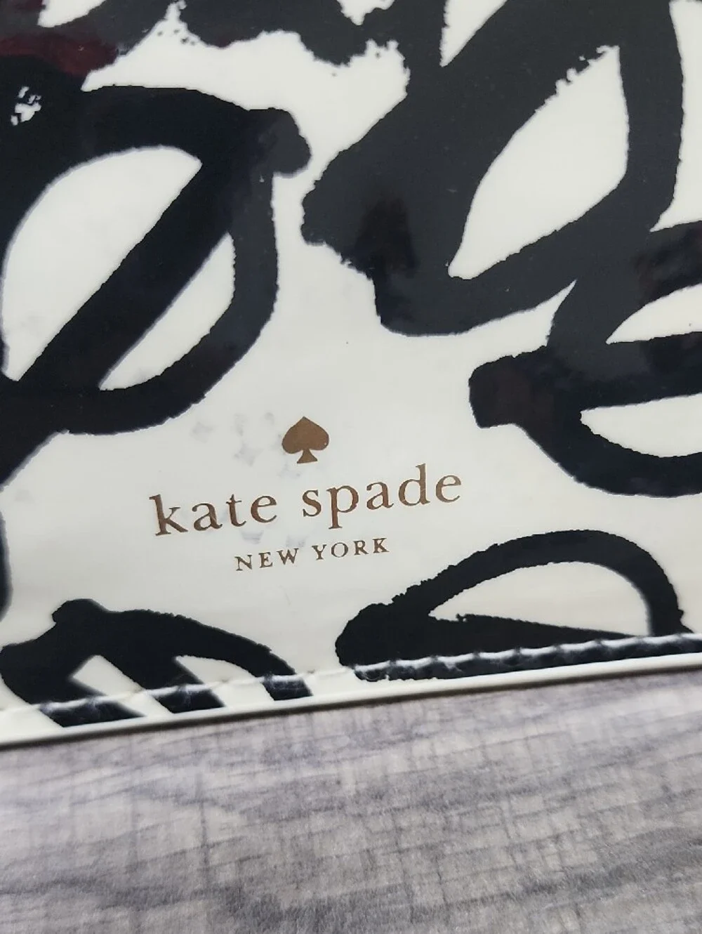 kate spade Black and White Scribble Patent Clutch Wallet