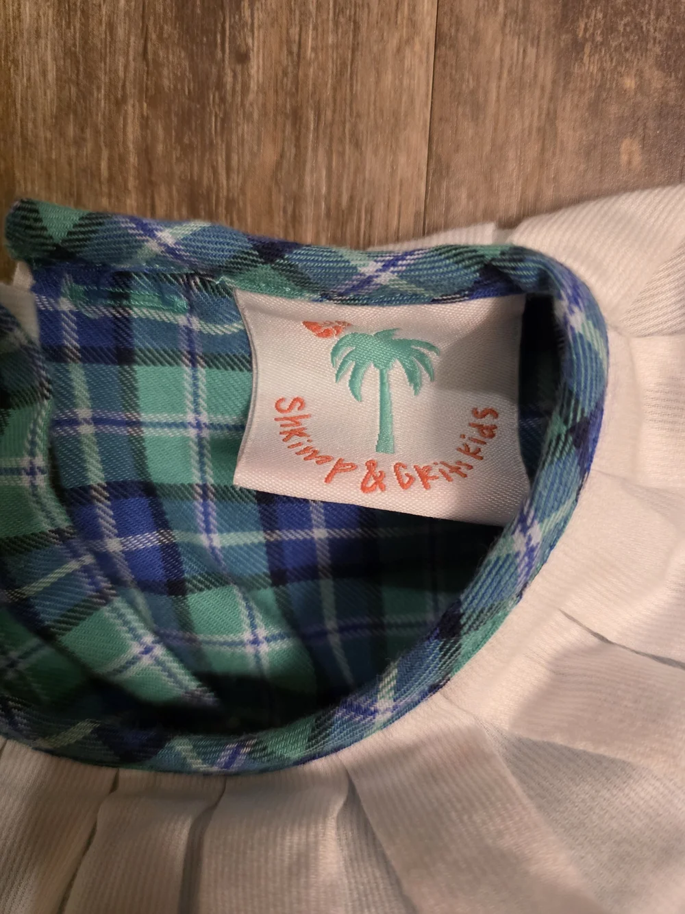 Shrimp And Grits 3t Christmas Green & Blue Plaid Dress Santa Smocked Brand