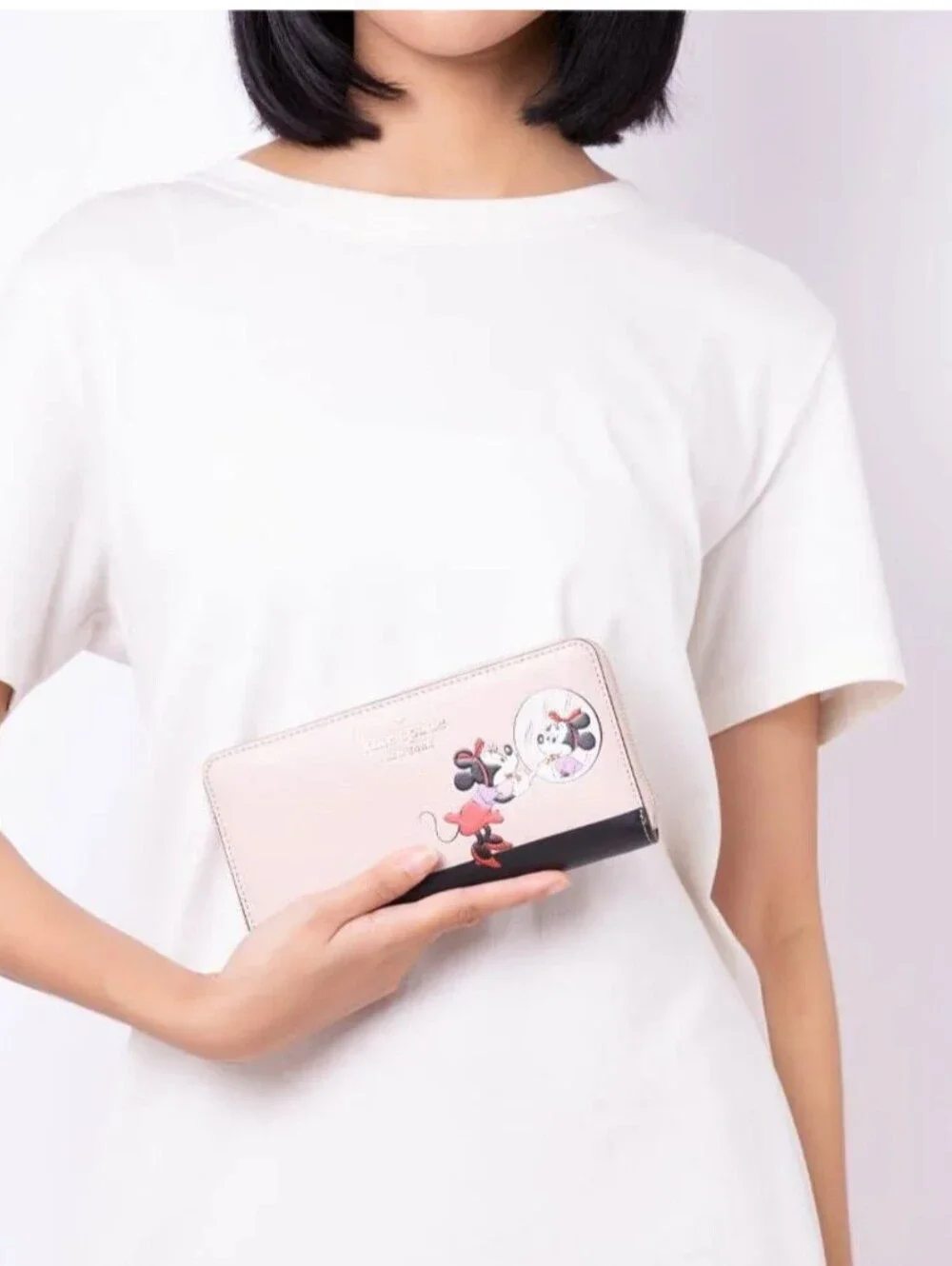 Kate Spade Minnie Mouse Zip Around Wallet - Blush & Black